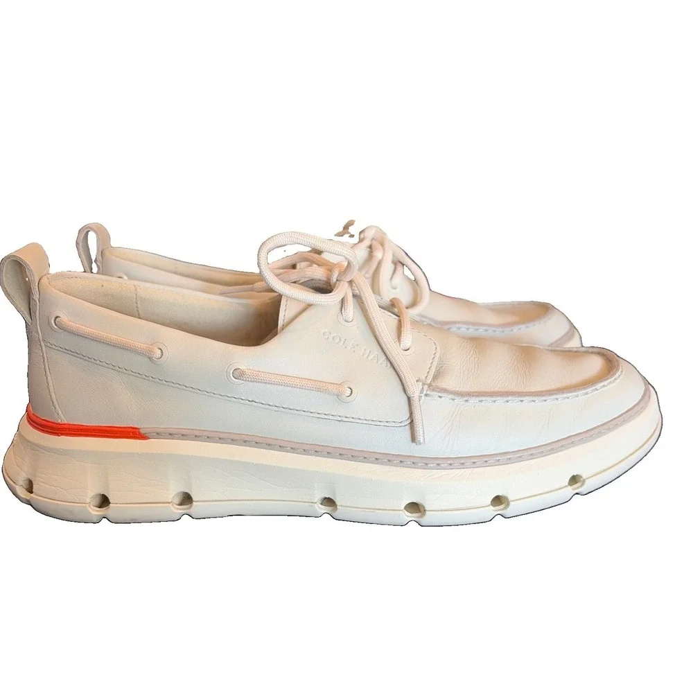 Cole Haan Mens 4.ZEROGRAND Regatta Boat Shoes Cream Size 9.5M (C6)
